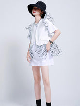 Two-Pieces Lace Crochet Panel Ruffle Falbala Waistcoat &Inner Dress